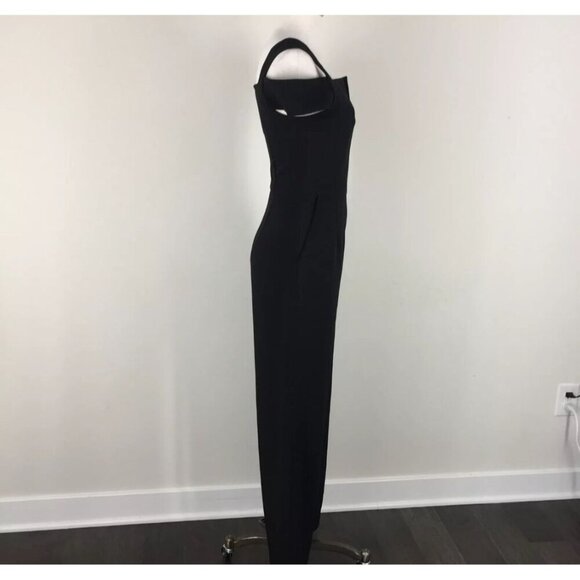 Tahari Women Off Shoulder Strap Back Zip Wide Leg Jump Suit Black Size 8 - Picture 13 of 16
